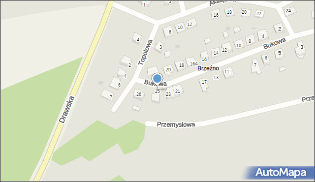Wieleń, Bukowa, 25, mapa Wieleń