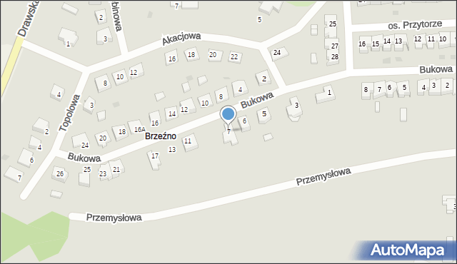 Wieleń, Bukowa, 7, mapa Wieleń