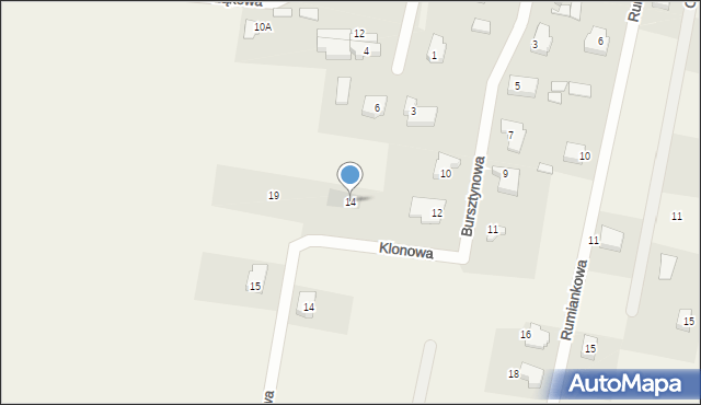 Wiślinka, Bursztynowa, 14, mapa Wiślinka