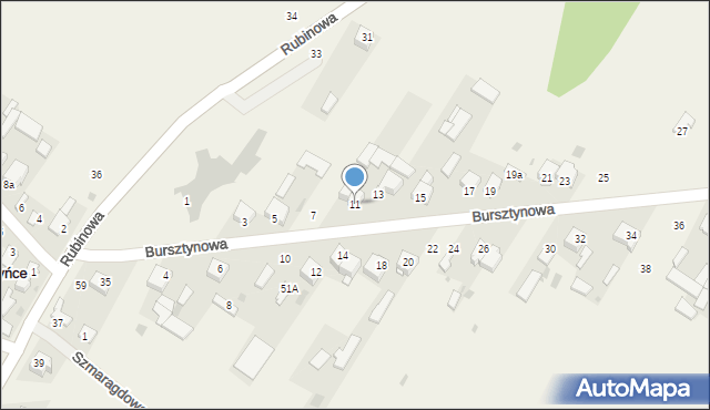 Wołyńce, Bursztynowa, 11, mapa Wołyńce