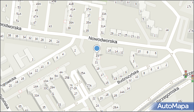 Wrocław, Budziszyńska, 23, mapa Wrocławia