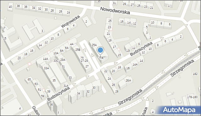 Wrocław, Budziszyńska, 27A, mapa Wrocławia