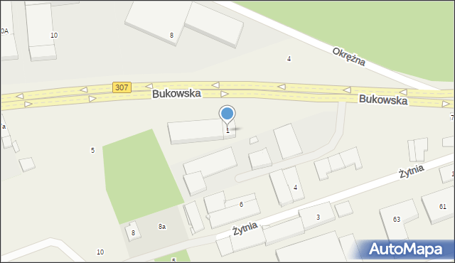 Wysogotowo, Bukowska, 1, mapa Wysogotowo