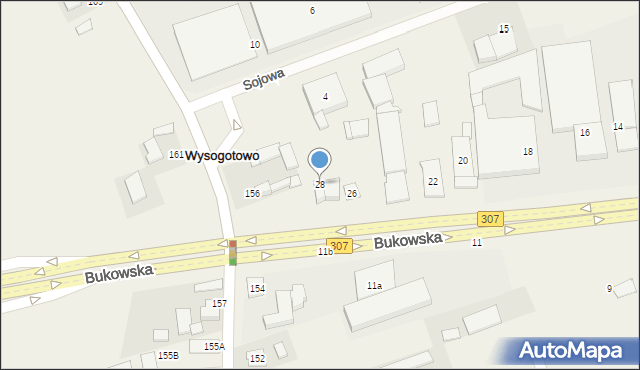 Wysogotowo, Bukowska, 28, mapa Wysogotowo