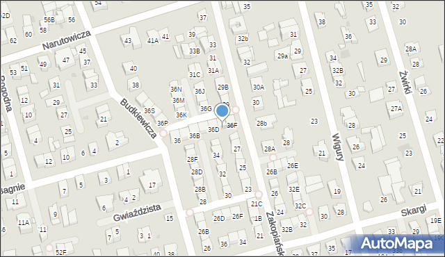 Ząbki, Budkiewicza Konstantego, ks., 36E, mapa Ząbki