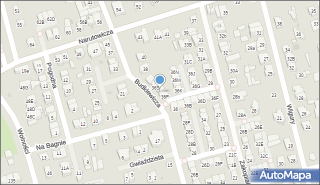 Ząbki, Budkiewicza Konstantego, ks., 36R, mapa Ząbki