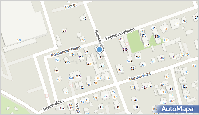 Ząbki, Budkiewicza Konstantego, ks., 43, mapa Ząbki