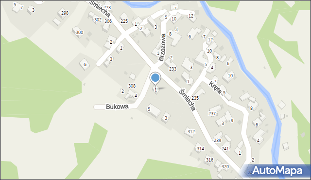 Żabnica, Bukowa, 1, mapa Żabnica