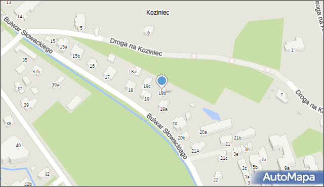 Zakopane, Bulwar Słowackiego Juliusza, 19b, mapa Zakopanego