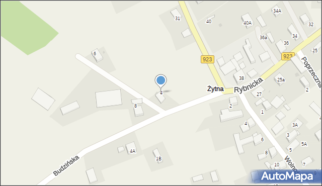 Żytna, Budzińska, 4, mapa Żytna