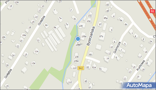 Bielsko-Biała, Bystrzańska, 106b, mapa Bielsko-Białej