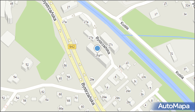 Bielsko-Biała, Bystrzańska, 27d, mapa Bielsko-Białej