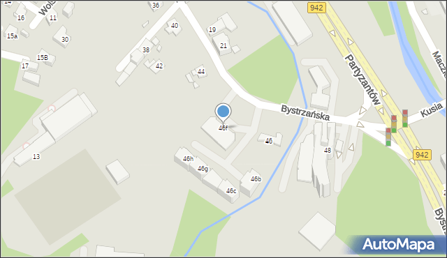 Bielsko-Biała, Bystrzańska, 46f, mapa Bielsko-Białej