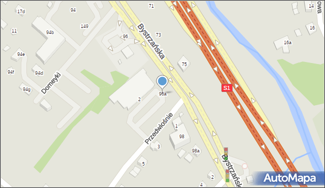 Bielsko-Biała, Bystrzańska, 96a, mapa Bielsko-Białej