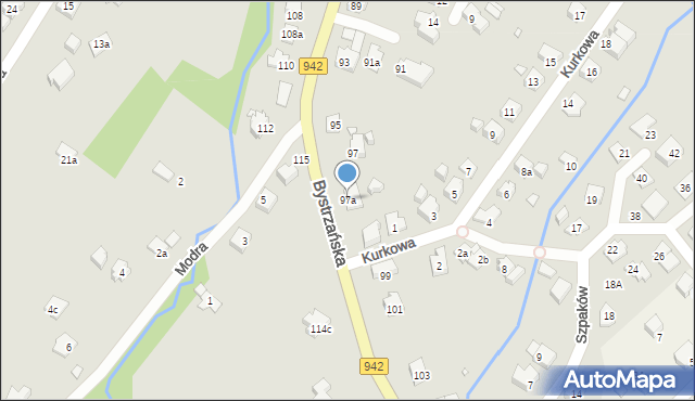 Bielsko-Biała, Bystrzańska, 97a, mapa Bielsko-Białej