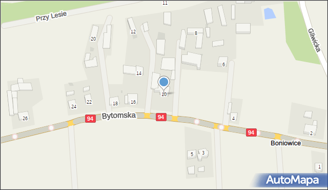 Boniowice, Bytomska, 10, mapa Boniowice