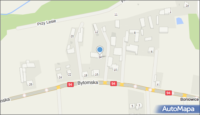 Boniowice, Bytomska, 14, mapa Boniowice