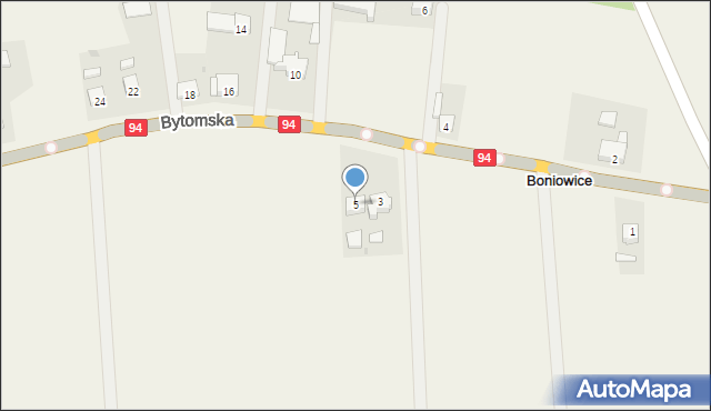 Boniowice, Bytomska, 5, mapa Boniowice