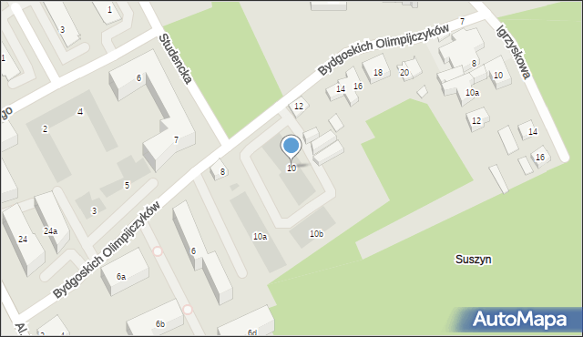 Bydgoszcz, Bydgoskich Olimpijczyków, 10, mapa Bydgoszczy