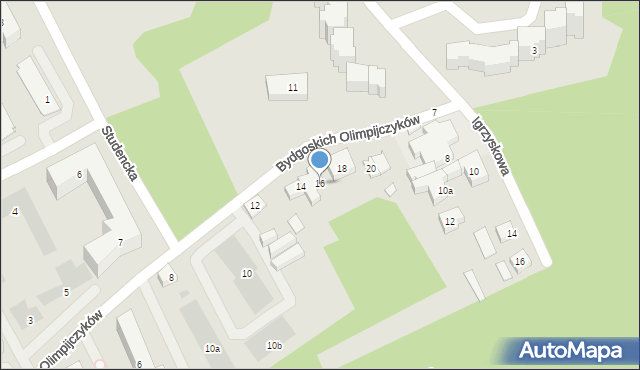 Bydgoszcz, Bydgoskich Olimpijczyków, 16, mapa Bydgoszczy