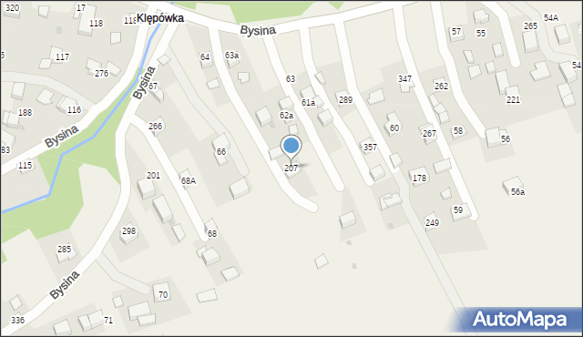 Bysina, Bysina, 207, mapa Bysina