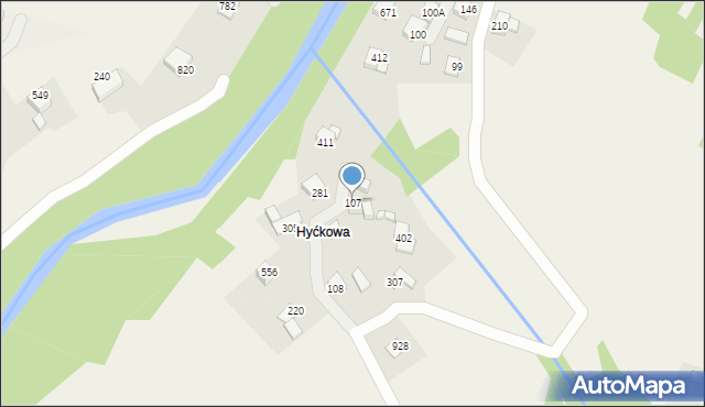 Bystra Podhalańska, Bystra Podhalańska, 107, mapa Bystra Podhalańska