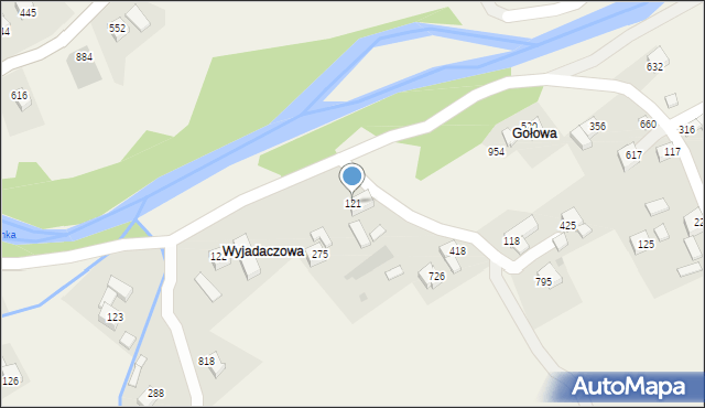 Bystra Podhalańska, Bystra Podhalańska, 121, mapa Bystra Podhalańska