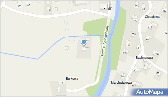 Bystra Podhalańska, Bystra Podhalańska, 1a, mapa Bystra Podhalańska