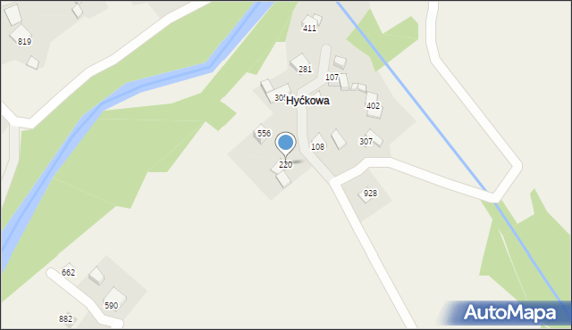 Bystra Podhalańska, Bystra Podhalańska, 220, mapa Bystra Podhalańska