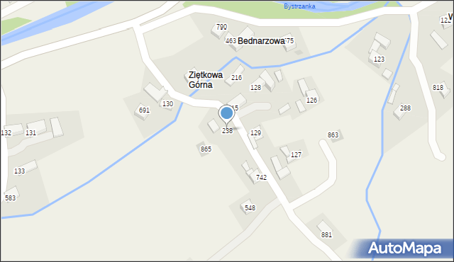 Bystra Podhalańska, Bystra Podhalańska, 238, mapa Bystra Podhalańska