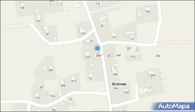 Bystra Podhalańska, Bystra Podhalańska, 259, mapa Bystra Podhalańska