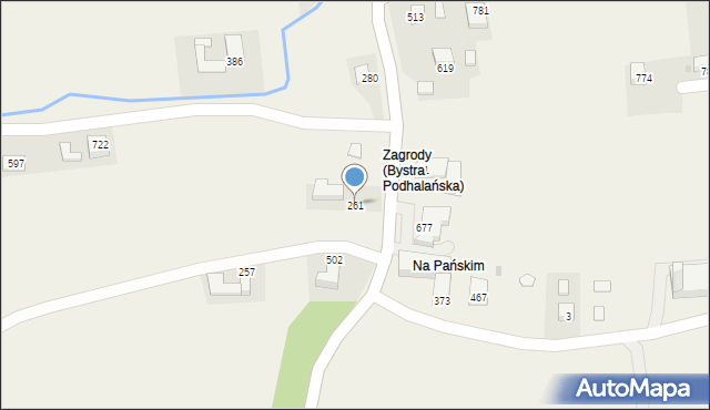 Bystra Podhalańska, Bystra Podhalańska, 261, mapa Bystra Podhalańska