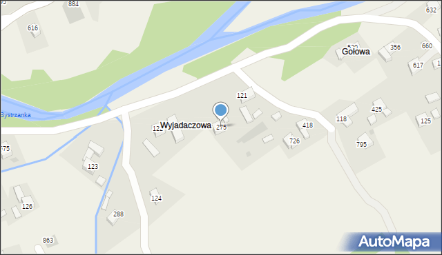 Bystra Podhalańska, Bystra Podhalańska, 275, mapa Bystra Podhalańska