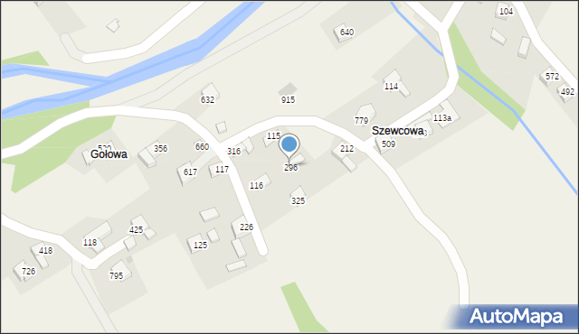 Bystra Podhalańska, Bystra Podhalańska, 296, mapa Bystra Podhalańska