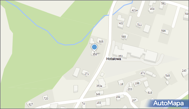 Bystra Podhalańska, Bystra Podhalańska, 304, mapa Bystra Podhalańska