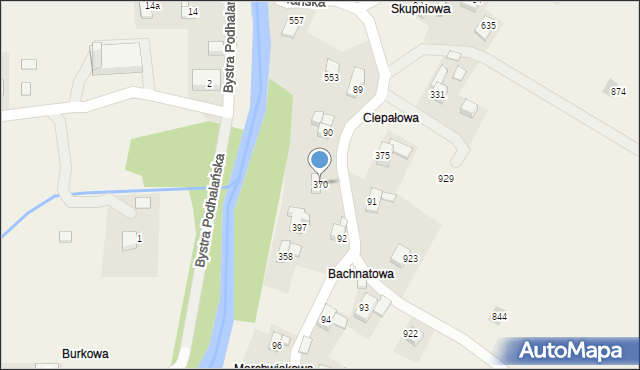Bystra Podhalańska, Bystra Podhalańska, 370, mapa Bystra Podhalańska