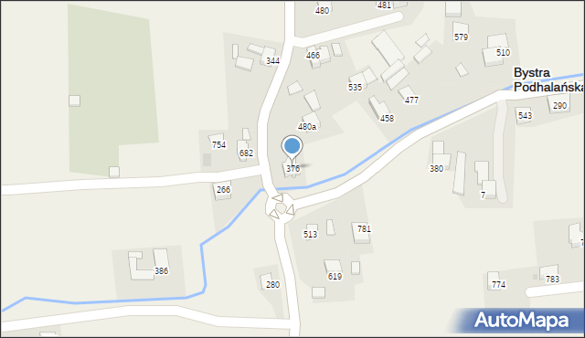 Bystra Podhalańska, Bystra Podhalańska, 376, mapa Bystra Podhalańska