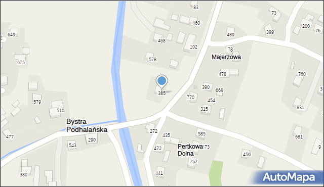 Bystra Podhalańska, Bystra Podhalańska, 385, mapa Bystra Podhalańska