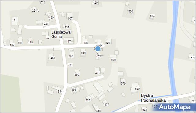 Bystra Podhalańska, Bystra Podhalańska, 403, mapa Bystra Podhalańska