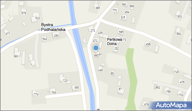 Bystra Podhalańska, Bystra Podhalańska, 441, mapa Bystra Podhalańska