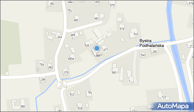 Bystra Podhalańska, Bystra Podhalańska, 458, mapa Bystra Podhalańska