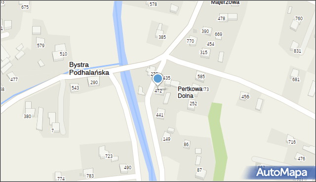 Bystra Podhalańska, Bystra Podhalańska, 472, mapa Bystra Podhalańska