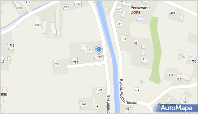 Bystra Podhalańska, Bystra Podhalańska, 490, mapa Bystra Podhalańska