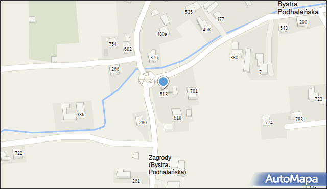 Bystra Podhalańska, Bystra Podhalańska, 513, mapa Bystra Podhalańska