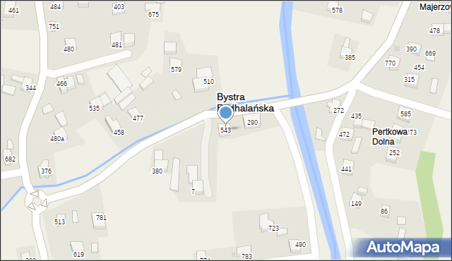 Bystra Podhalańska, Bystra Podhalańska, 543, mapa Bystra Podhalańska