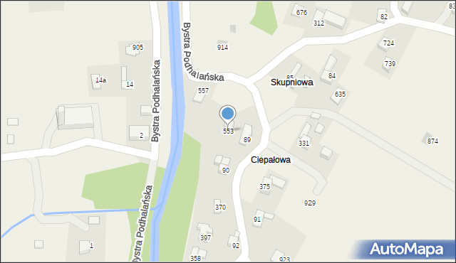 Bystra Podhalańska, Bystra Podhalańska, 553, mapa Bystra Podhalańska