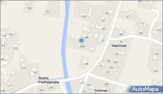 Bystra Podhalańska, Bystra Podhalańska, 578, mapa Bystra Podhalańska