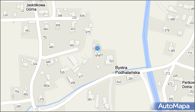 Bystra Podhalańska, Bystra Podhalańska, 579, mapa Bystra Podhalańska