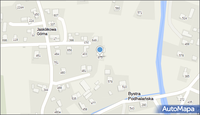 Bystra Podhalańska, Bystra Podhalańska, 675, mapa Bystra Podhalańska