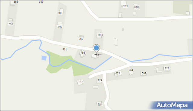 Bystra Podhalańska, Bystra Podhalańska, 738, mapa Bystra Podhalańska